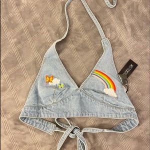 Denim Bra Top size large